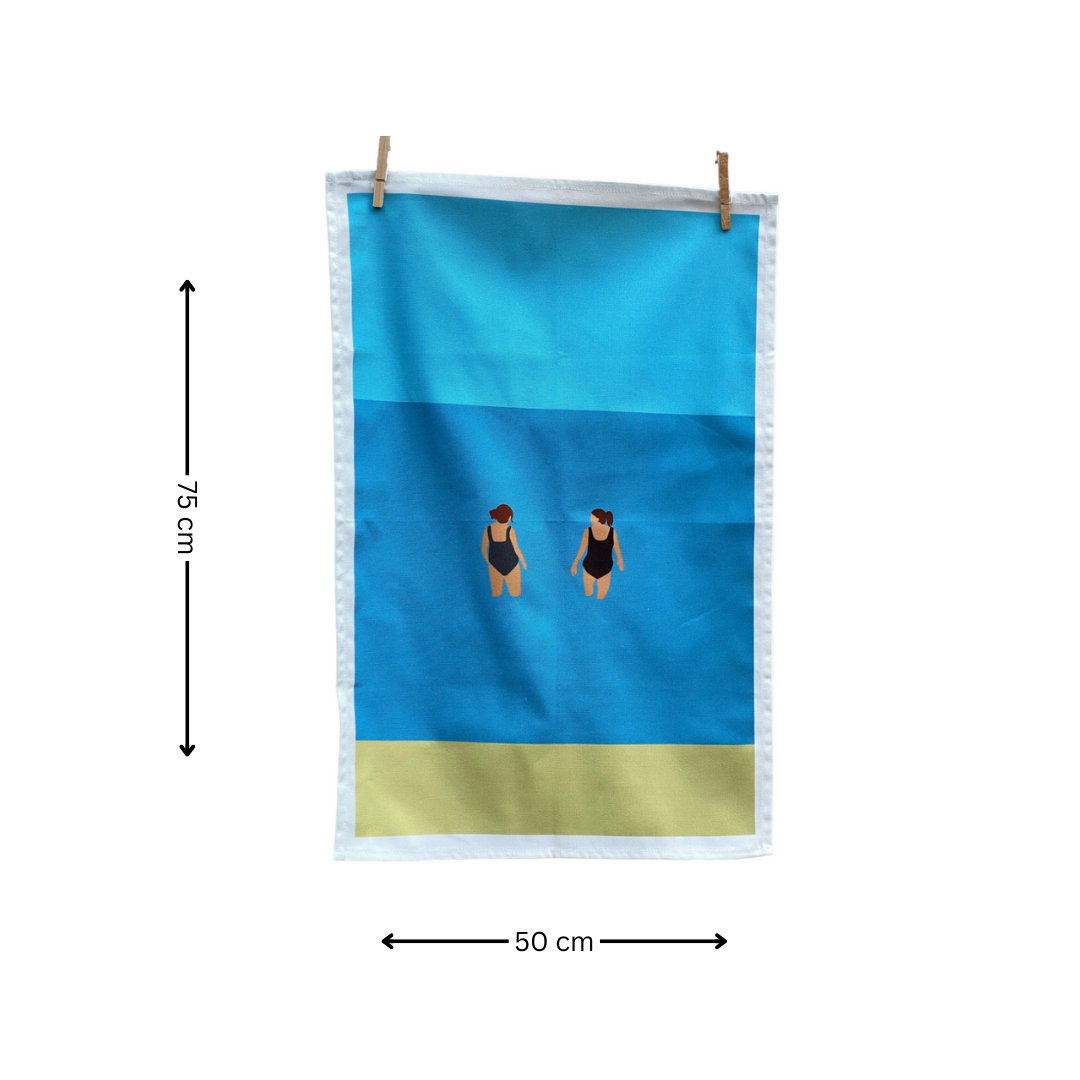 Wild Friends Wild Swimming Tea Towel - 75 Cm X 50 Cm - Gift Idea