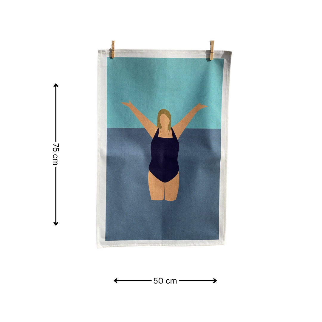 Wild Me 100% Cotton Wild Swimmer Tea Towel - 75 Cm X 50 Cm - Gift Idea