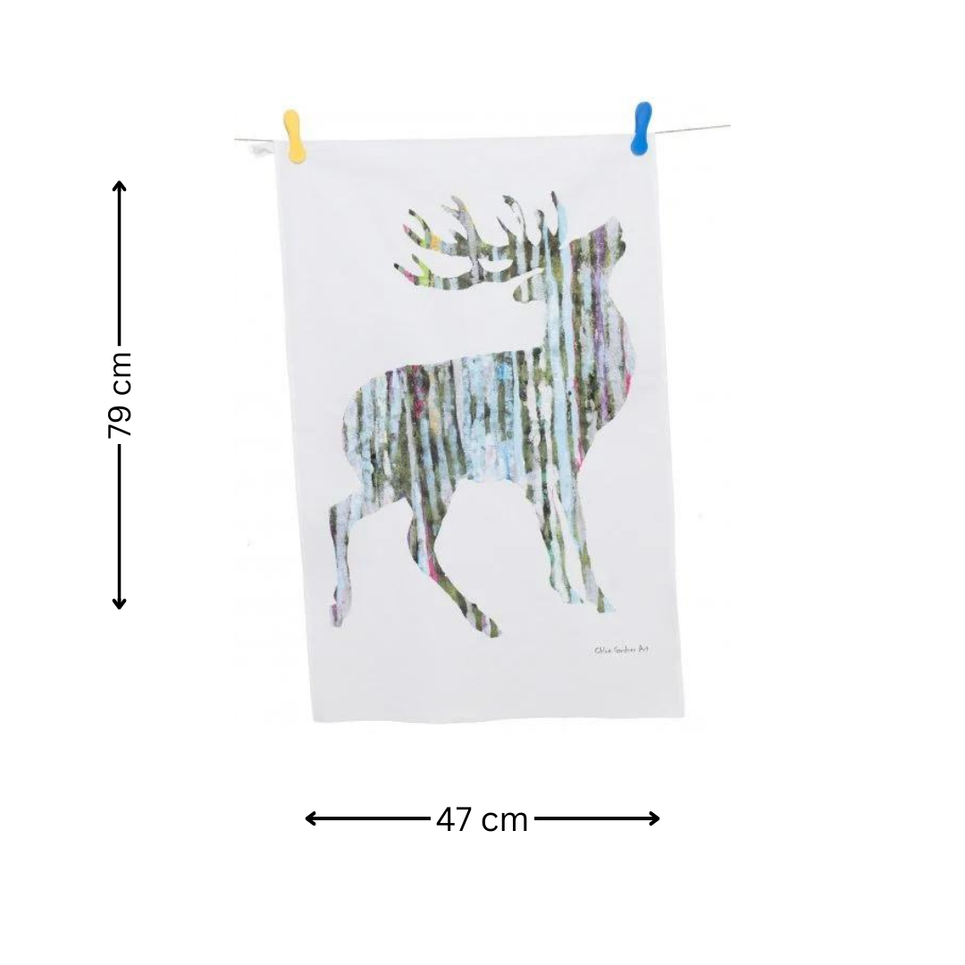 Majestic Silver Stag Tea Towel - 79 Cm X 47 Cm - Gift Idea
