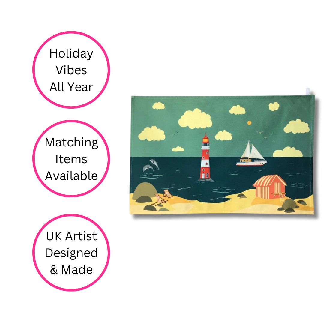 Beside The Seaside Tea Towel - British Made - Quirky Detail