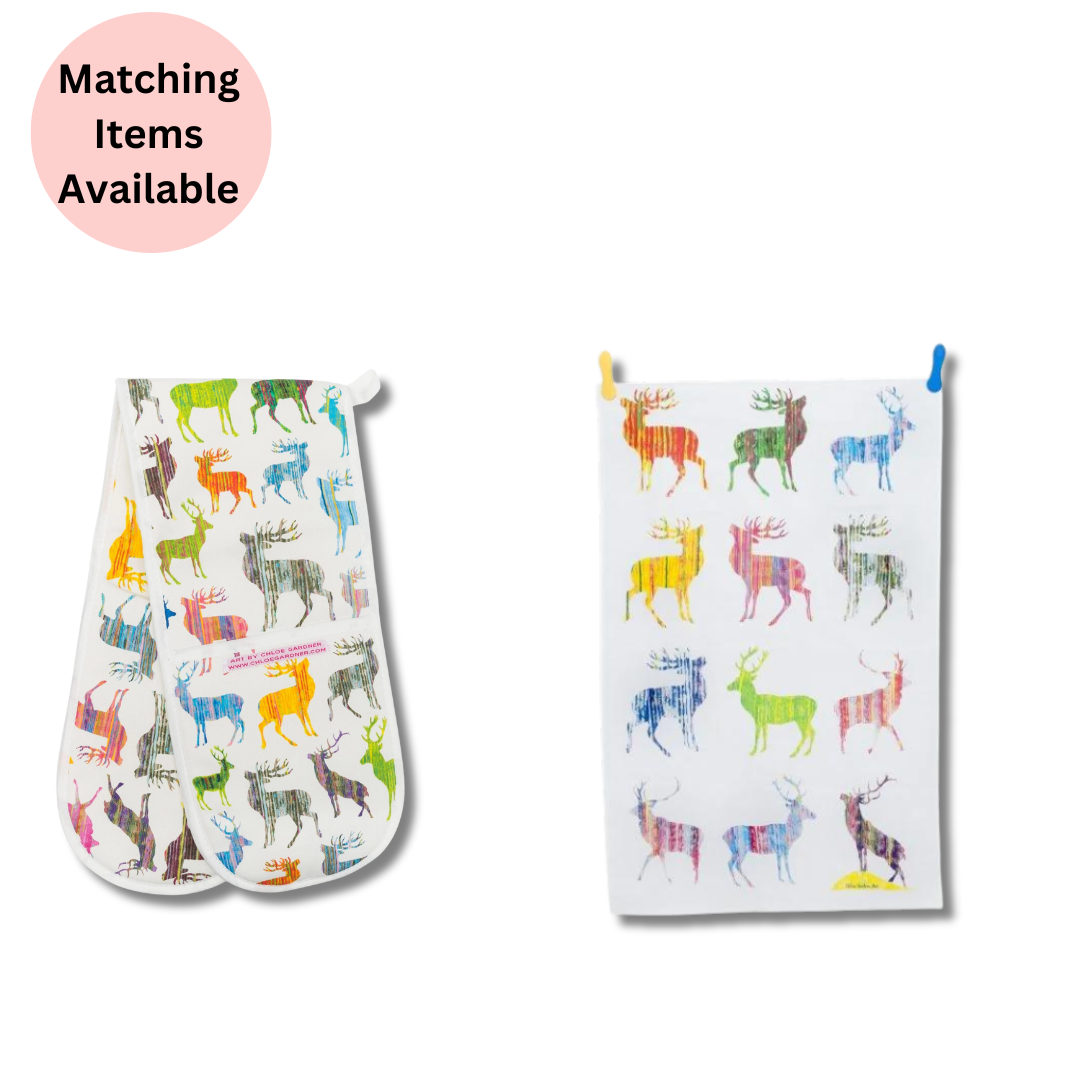 Colourful Stag Double Oven Glove (Multi) - Matching Items Available - Colourful Close-up