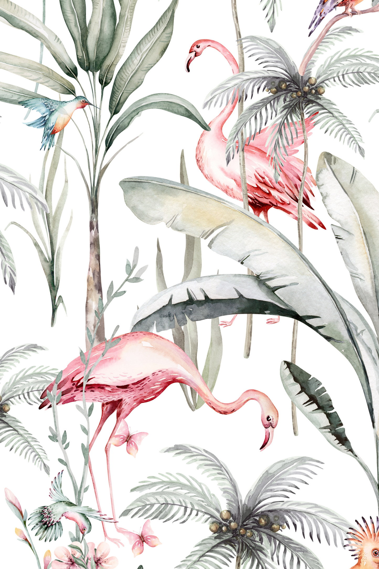 White Tropical Flamingo Tea Towel - Unique Design - Gift Idea