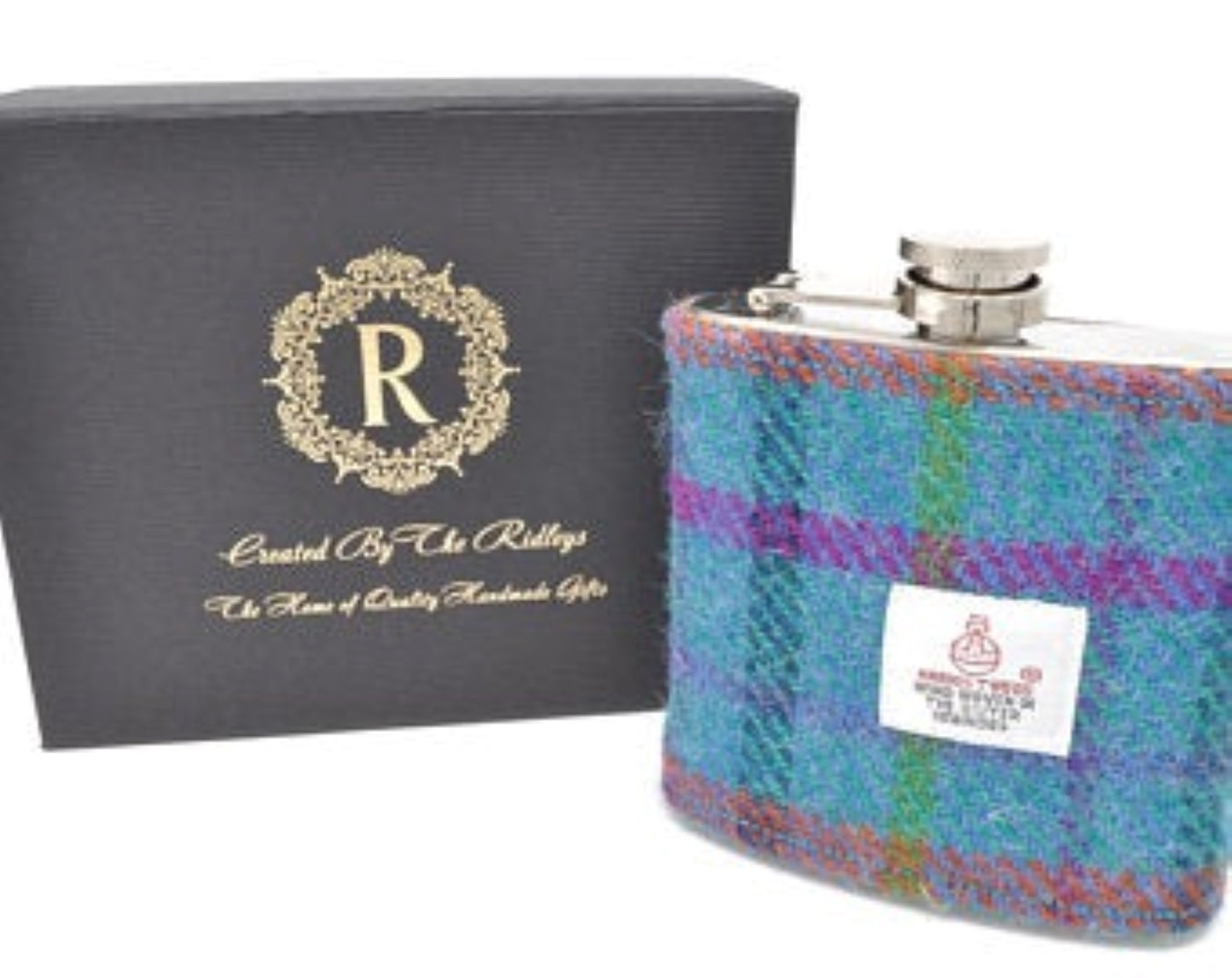 Teal Harris Tweed Hip Flask