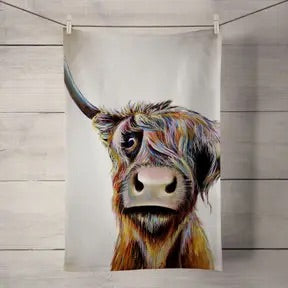 Highland cow tea sales towel