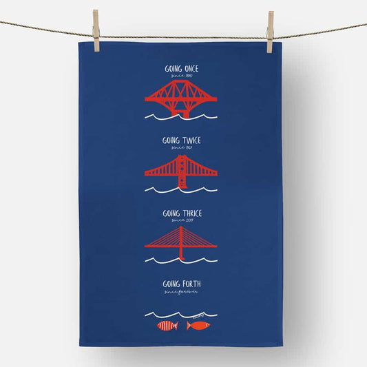Forth Bridges, Scotland Tea Towel - Front View - A Joyful Addition To Any Kitchen