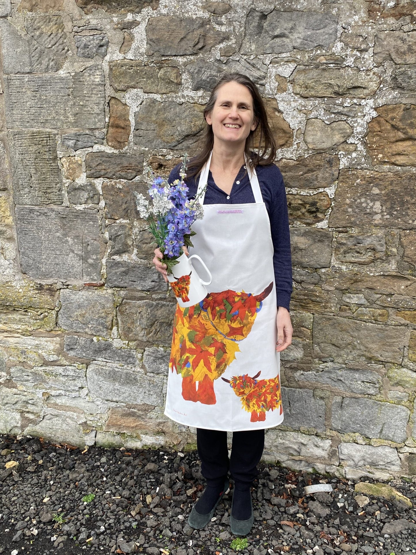 Leaf Design Highland Cow Apron.