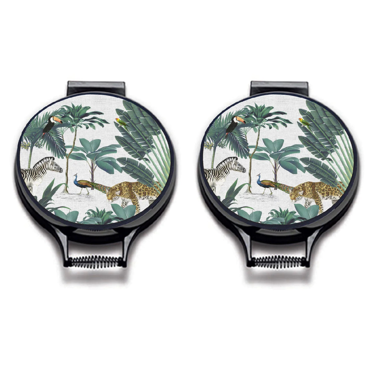 Green Jungle Menagerie Chef's Pads For Aga - Front View - A Joyful Addition To Your Kitchen