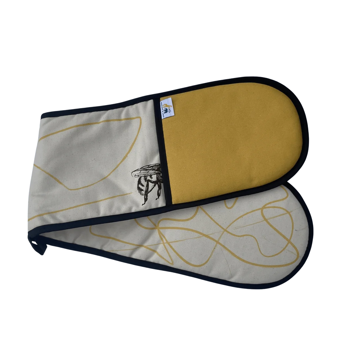 Double Oven Glove - Busy Bee - Front View - A Joyful Addition To Any Kitchen