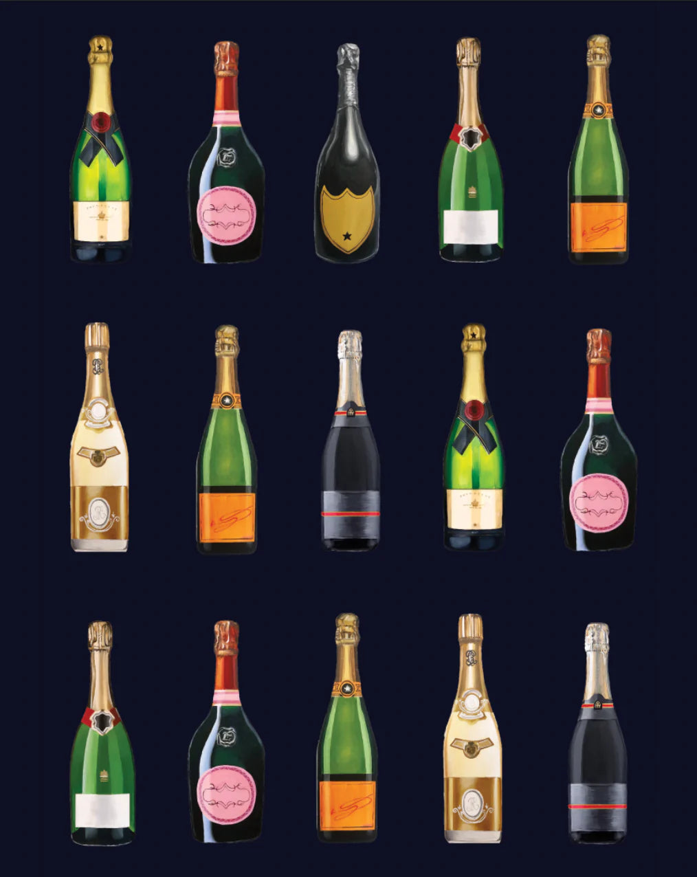 Navy Blue Champagne Tea Towel - Alternate Angle - Quirky Gift