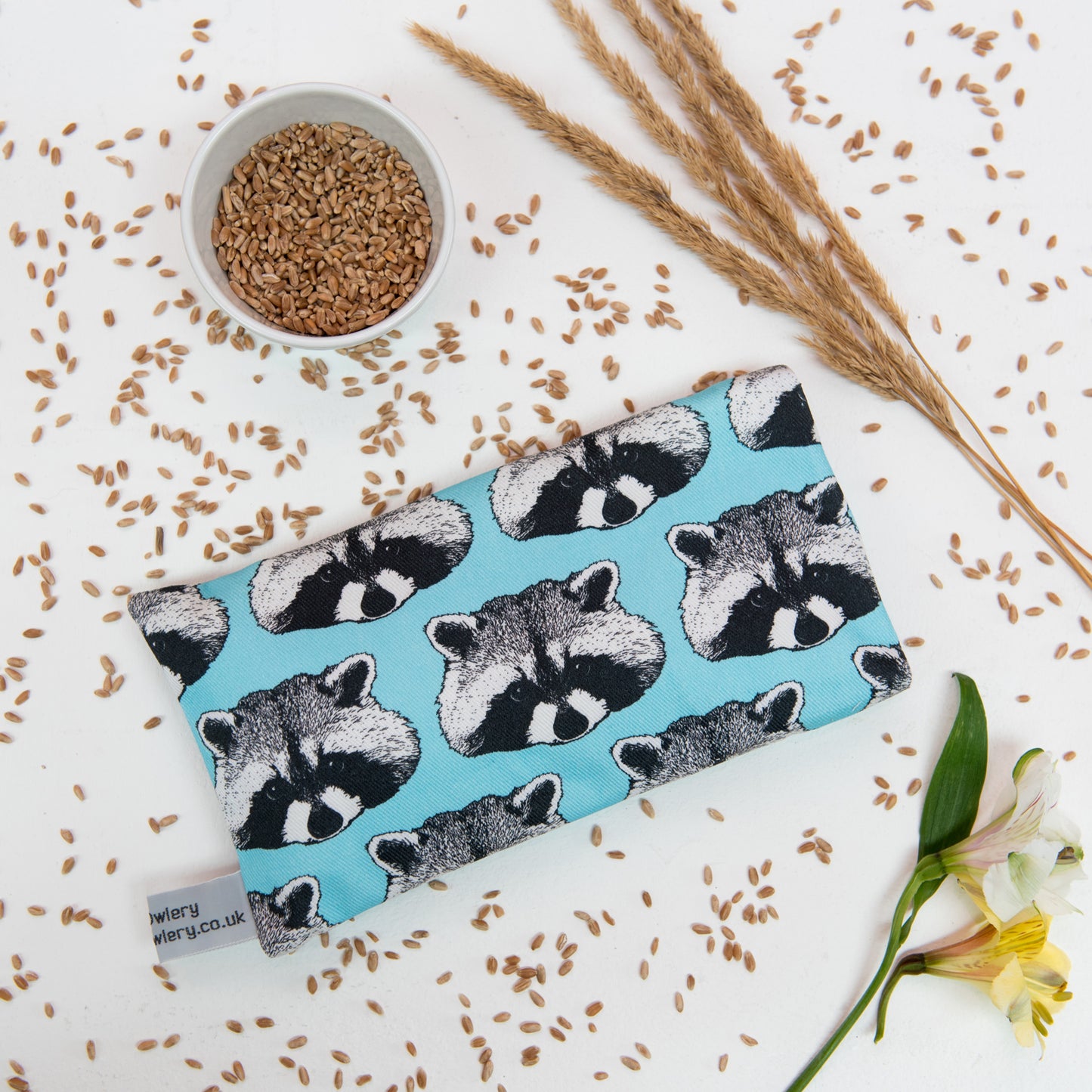 Blue Racoon Microwaveable Wheat Bag - Alternate Angle - Homeware Gift