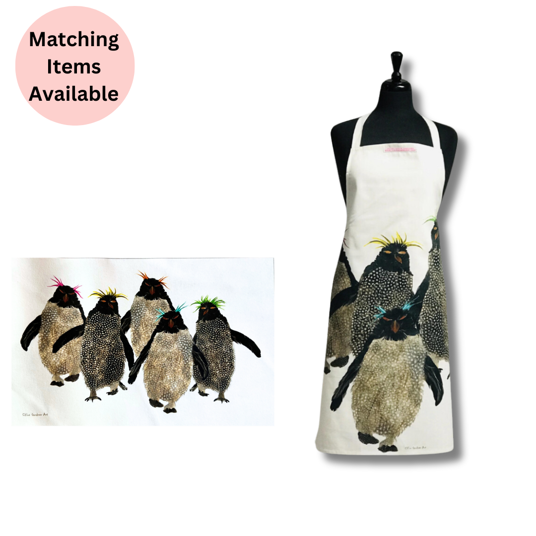 Rockhopper Penguin Tea Towel - Detail Shot - Colourful Close-up