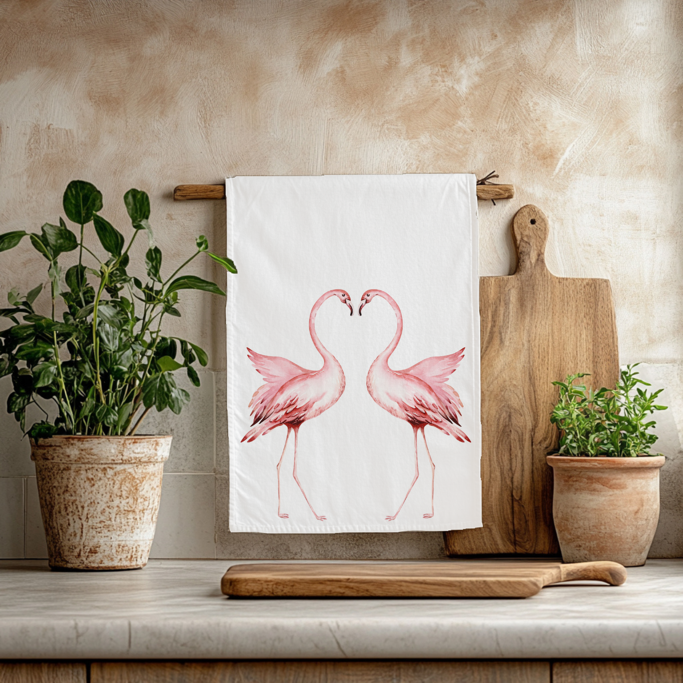 Pink Flamingo Tea Towel - Detail Shot - Colourful Close-up