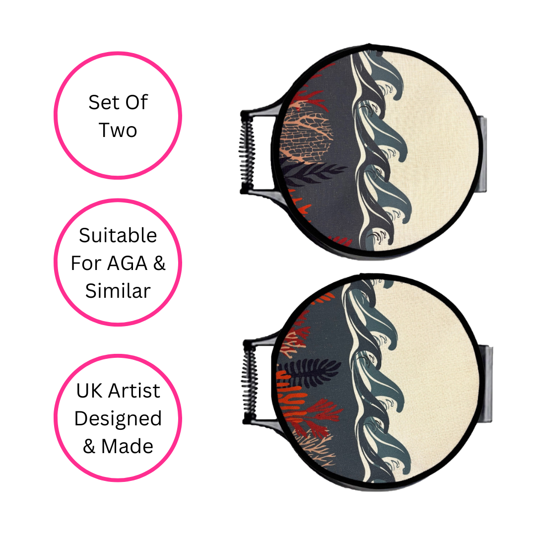 Grey Under The Sea Chef's Pads For Aga - British Made - Quirky Detail