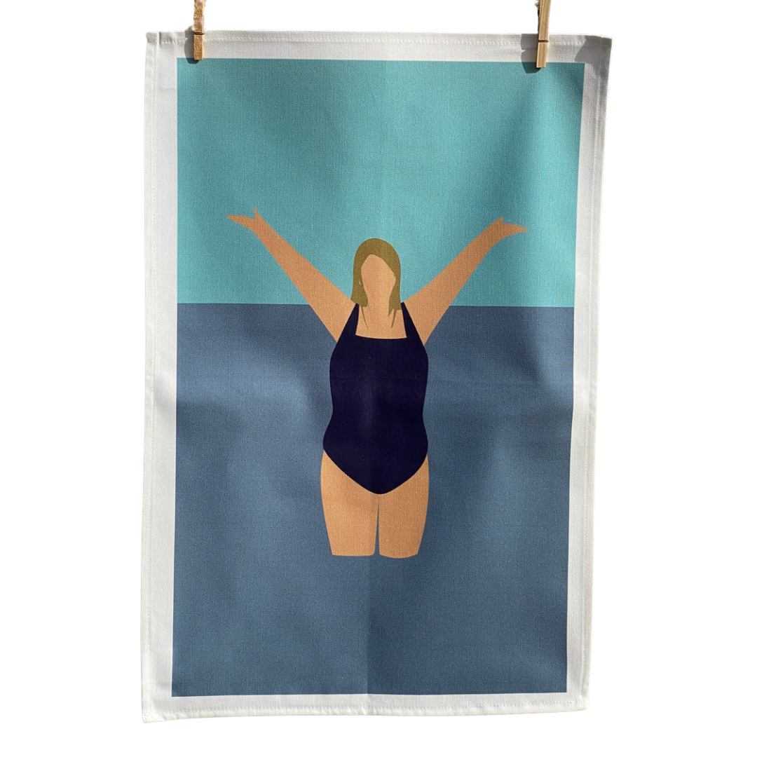 Wild Me 100% Cotton Wild Swimmer Tea Towel - Celebrate You - A Joyful Addition To Any Kitchen