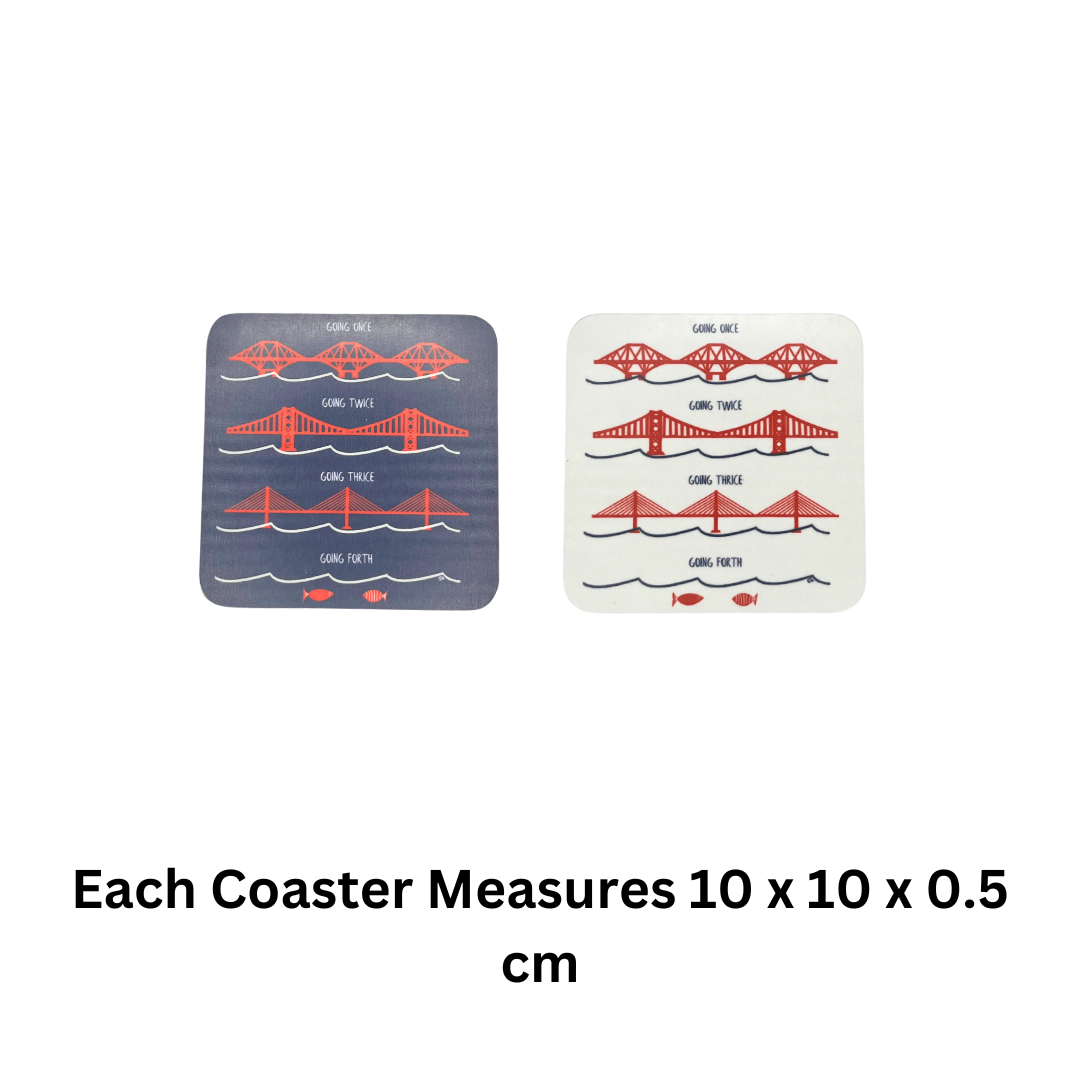 Forth Bridges, Scotland, Coasters (set Of 2) - Detail Shot - Colourful Close-up