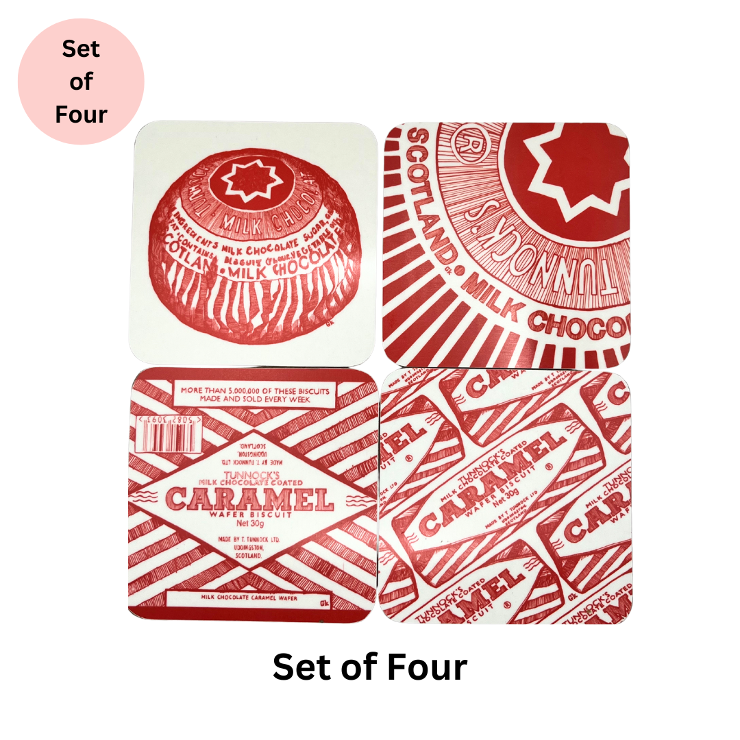 Set Of 4 Tunnock's Coasters - Uk Made - Homeware Gift