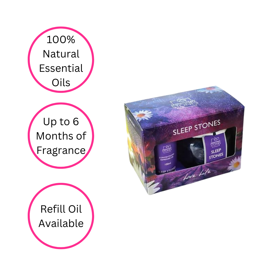 Aromatherapy Lavender & Chamomile Sleep Stones Gift Set - 100% Natural Essential Oils - A Joyful Addition To Any Kitchen