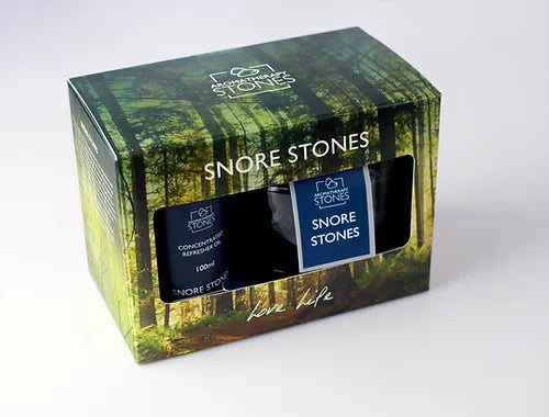 Snore Stones Gift Set Boxed and on white background