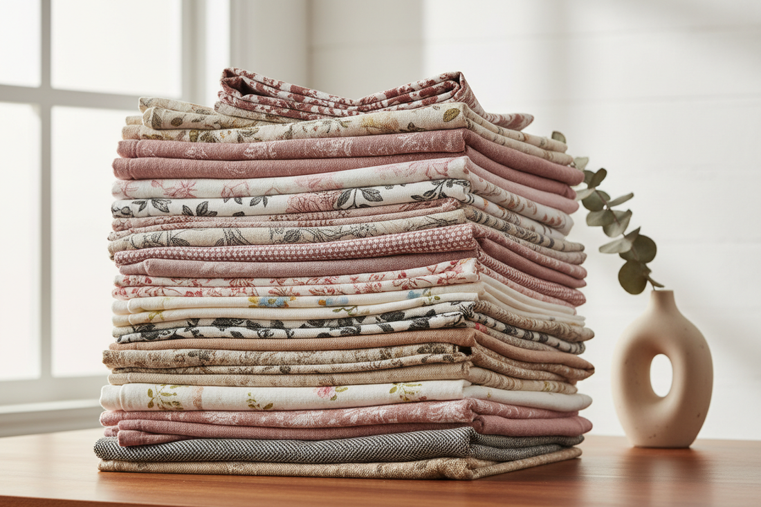 Huge pile of folded Tea Towels
