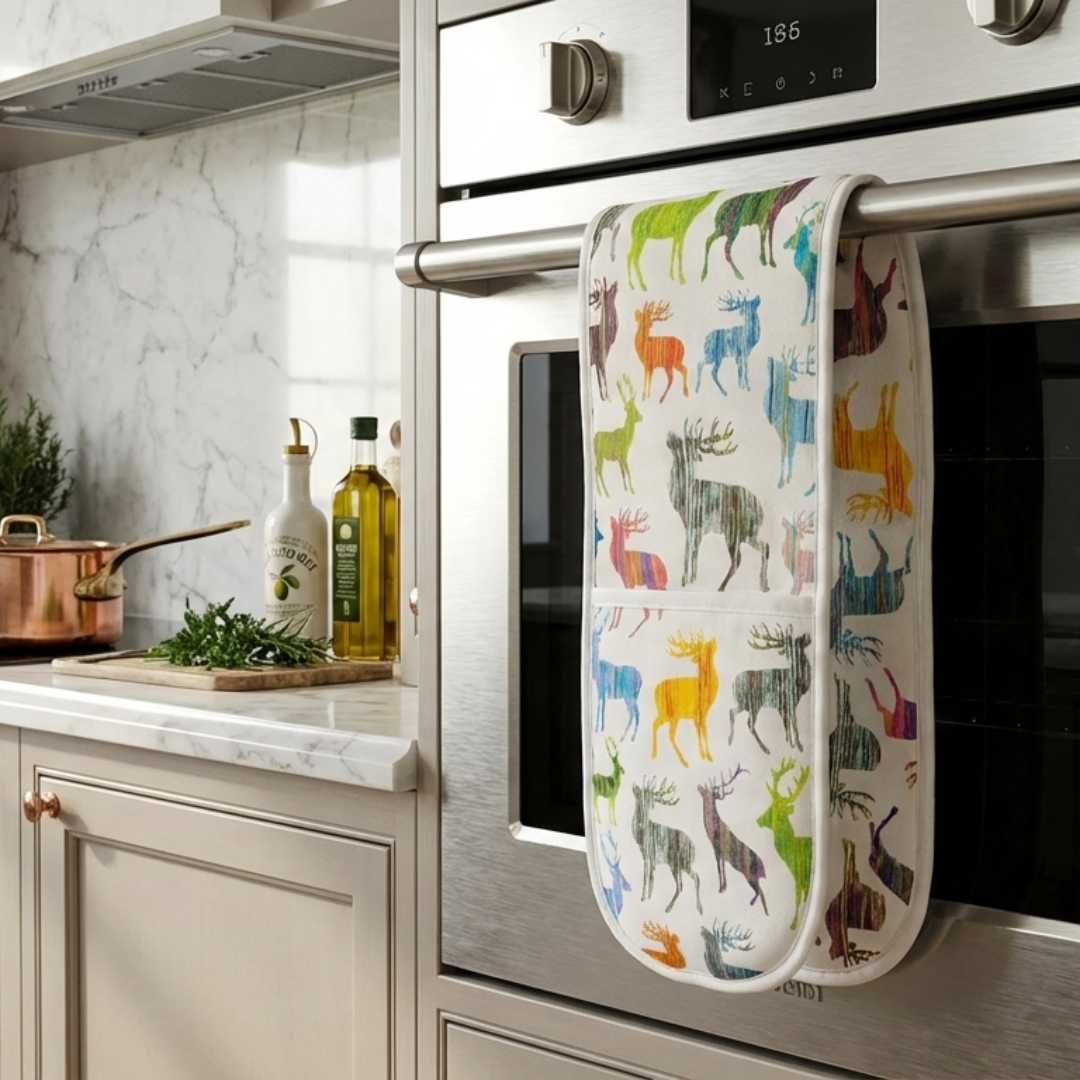 Multi Stag Double Oven Glove On Oven Door In Kitchen