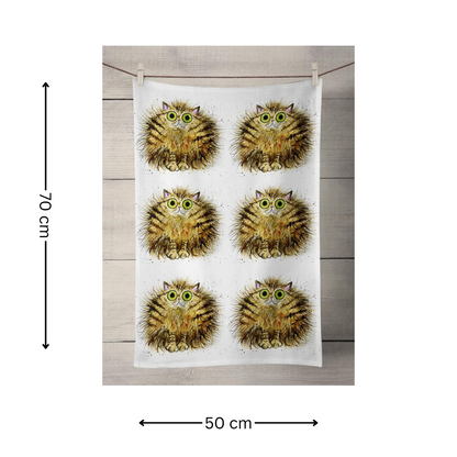 100% Cotton Tommy Cat Tea Towel - Back View - Gift Idea