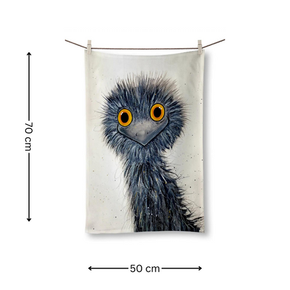 100% Cotton Emu Tea Towel - Back View - Gift Idea