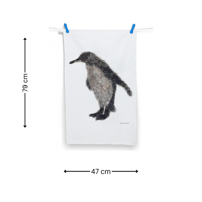 Grey Feather Penguin Tea Towel - 79 Cm X 47 Cm - Gift Idea