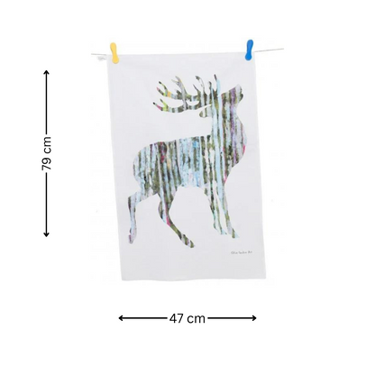 Majestic Silver Stag Tea Towel - 79 Cm X 47 Cm - Gift Idea
