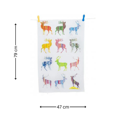 Colourful Stag Tea Towel (multi) - 79 Cm X 47 Cm - Gift Idea