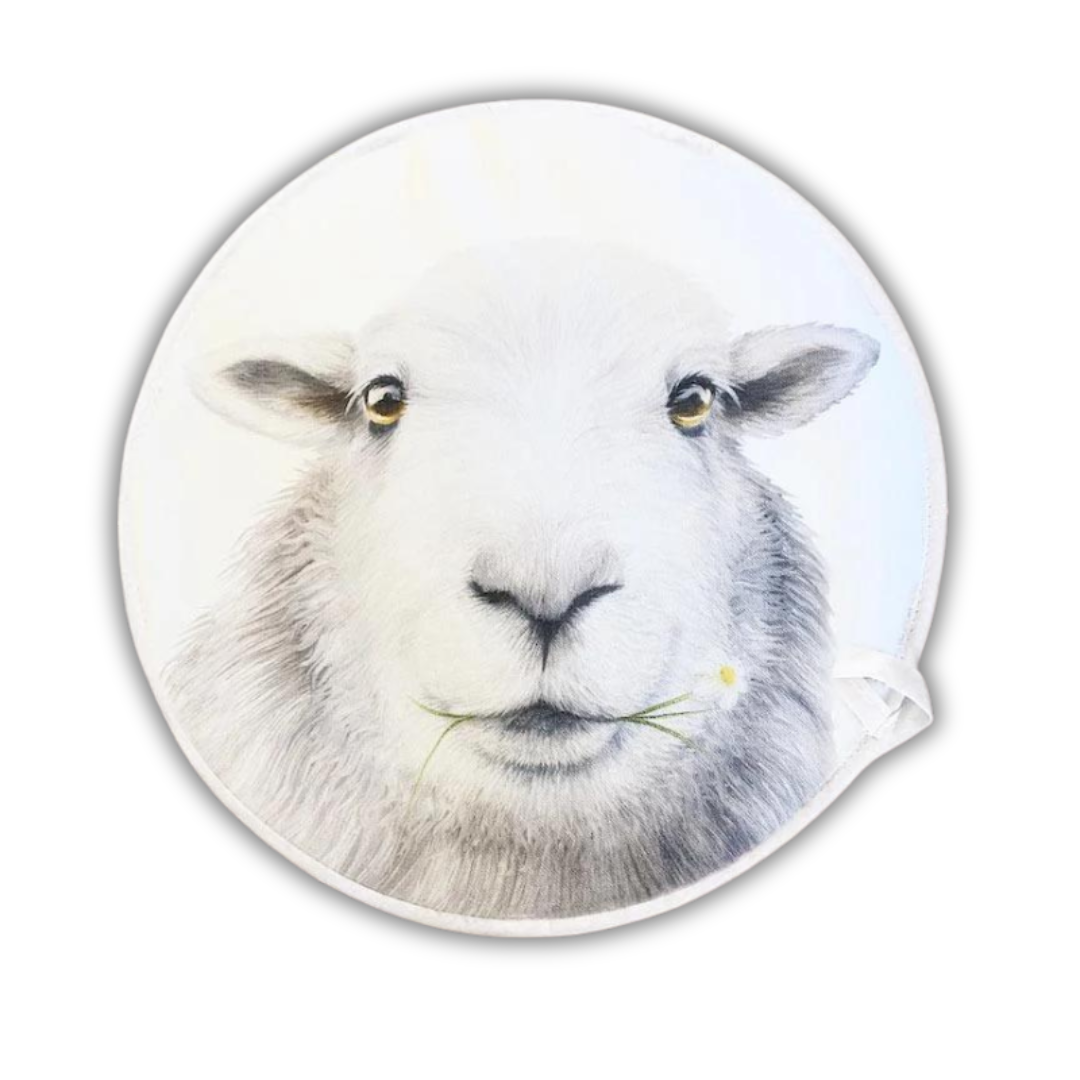 Baa-rbara Sheep Chef's Pads For AGA, single pad on white background