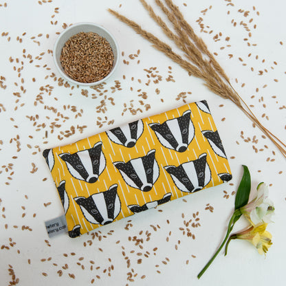 Yellow Badger Microwaveable Wheat Bag - Alternate Angle - Homeware Gift