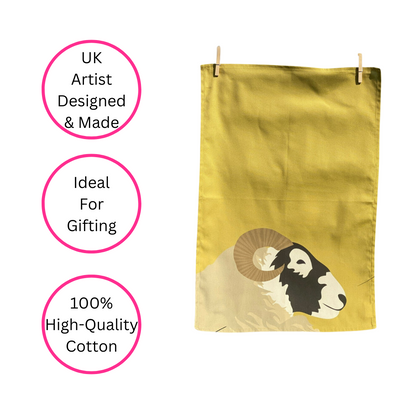 Blackface Sheep Tea Towel - Uk Made, 100% Cotton - Quirky Detail