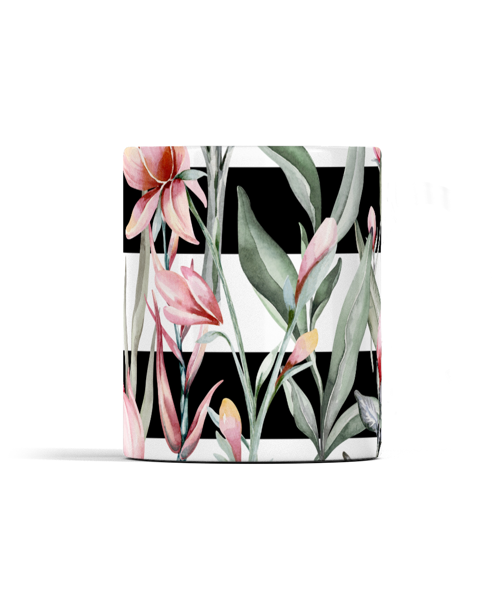 Tropical Floral Stripe Mug