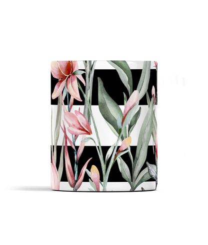 Tropical Floral Stripe Mug