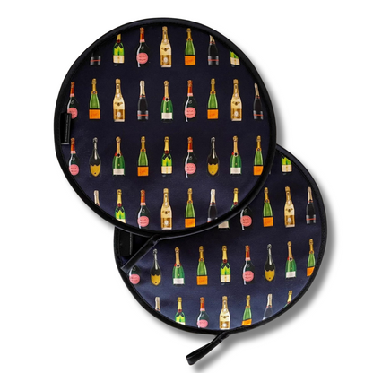 Navy Champagne Chef's Pads For Aga - With Hanging Loops - A Joyful Addition To Your Kitchen