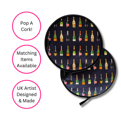 Navy Champagne Chef's Pads For Aga - Made In The Uk - Quirky Detail