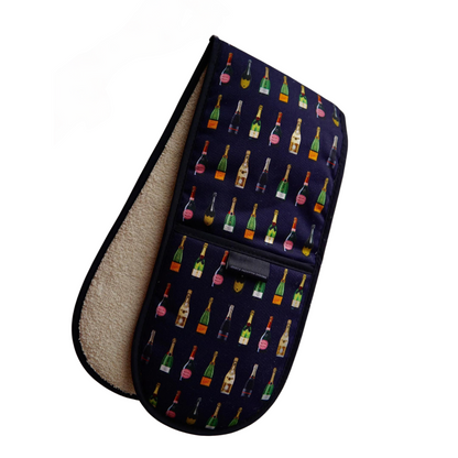 Navy Champagne Double Oven Glove - Folded - A Joyful Addition To Any Kitchen
