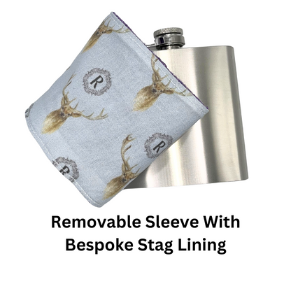 Harris Tweed Hip Flask - Removable Sleeve - Colourful Close-up