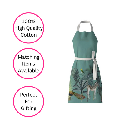 Menagerie Jungle Green Apron - British Made - Quirky Detail
