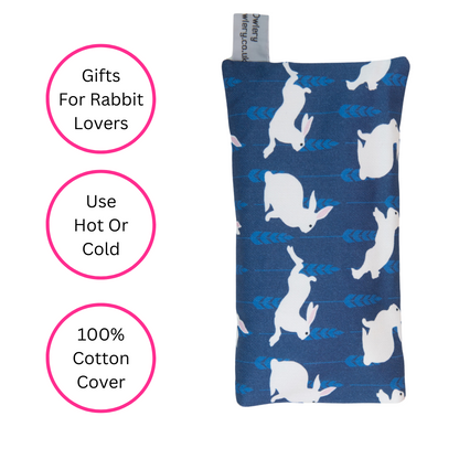 Blue Rabbit Microwaveable Wheat Bag - Side View - Quirky Detail