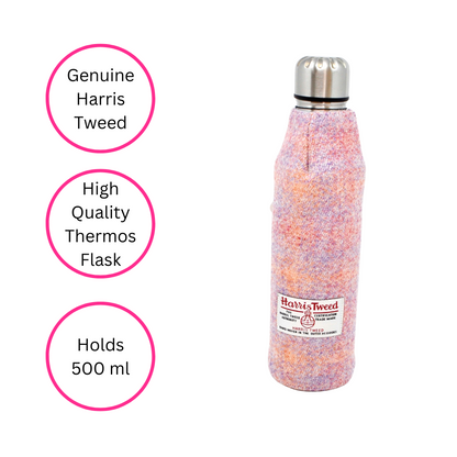 Pink Harris Tweed Thermos Flask 500 Ml - 500 Ml Capacity - Quirky Detail