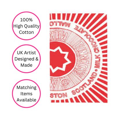 Tunnock's Tea Cake Wrapper Tea Towel - Uk Made - Quirky Detail