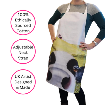 Cow In Pasture Friesian Cow Apron - Uk Made - Quirky Detail