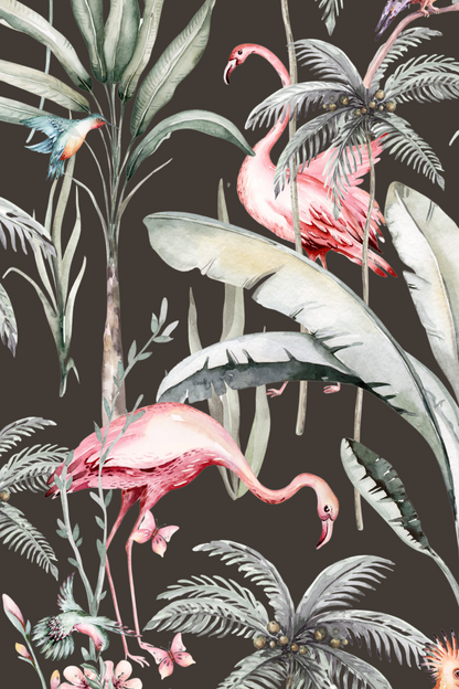 Dark Tropical Flamingo Tea Towel  - Bold Design  - Gift Idea