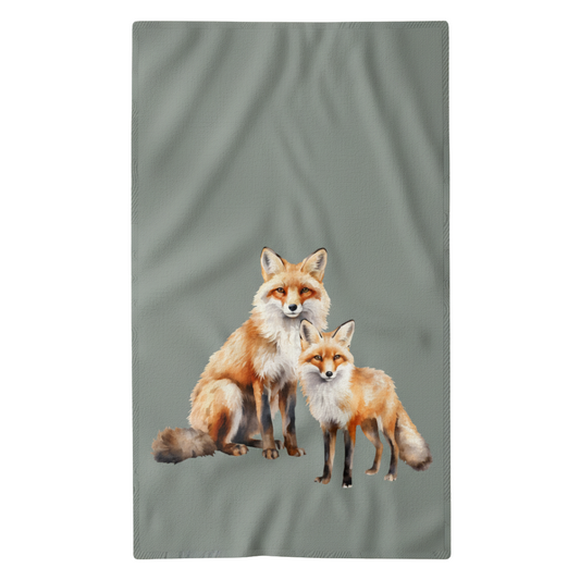 Fox Tea Towel on white background.  Quirky gift for animal lovers.  