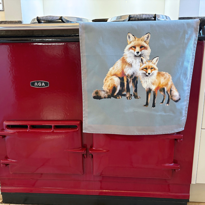 Fox Tea Towel On AGA - Fun Gift For Animal Lover - Made In The UK
