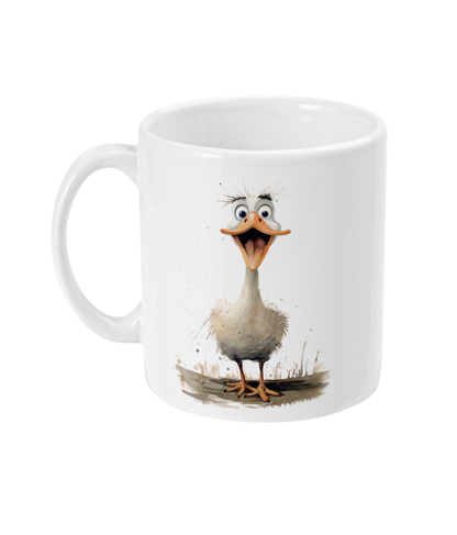Funny Goose Mug - Highly Caffeinated - Front View - A Joyful Addition To Any Kitchen