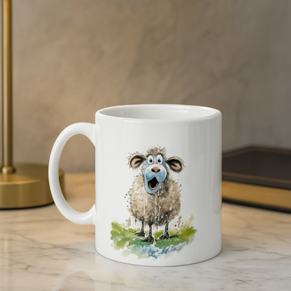  Funny Sheep Mug - Technical Difficulties - 11 Oz on marble top - Gift Idea
