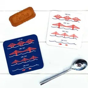 Forth Bridges, Scotland, Coasters (set Of 2) - Alternate Angle - Scottish Gift