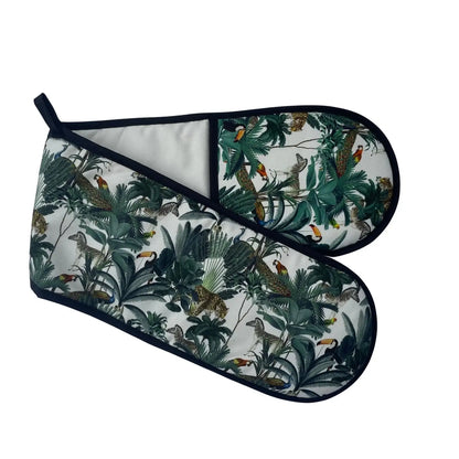 Menagerie Green Jungle Double Oven Glove - Front View - A Joyful Addition To Any Kitchen